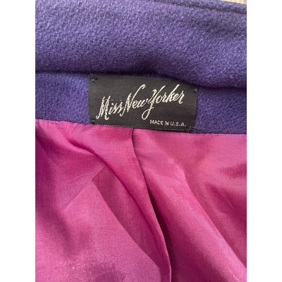 Vintage 80s Coat 1980s Purple Art Deco Revival Retro Wool Blend Size Medium M/L - Picture 9 of 11